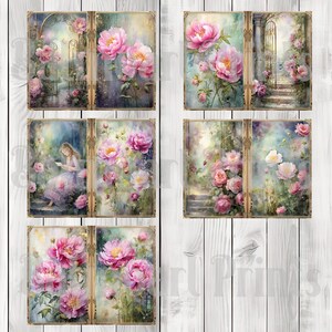 Enchanted Peony Garden - Journal Paper Set, Junk Journal Pages, Junk Journal Paper, Printable Journal, Scrapbook Paper, Digital Paper