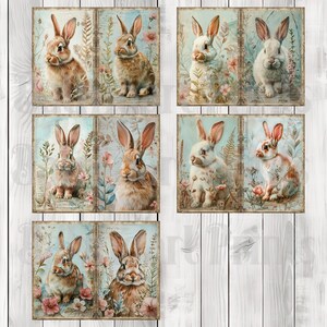 Vintage Rabbits - Journal Paper Set, Junk Journal Pages, Flower Junk Journal Paper, Printable Journal, Scrapbook Paper, Digital Paper