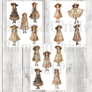 Vintage Paper Doll Fussy Cuts - Junk Journal , Printable Journal, Junk Journal Tags, Junk Journal Ephemera