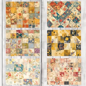 Shabby Floral Patchwork - Journal Paper Set, Junk Journal Pages, Junk Journal Paper, Printable Journal, Scrapbook Paper, Digital Paper