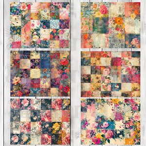 Grungy Floral Patchwork - Journal Paper Set, Junk Journal Pages, Junk Journal Paper, Printable Journal, Scrapbook Paper, Digital Paper