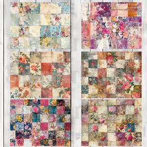 Grungy Floral Patchwork - Journal Paper Set, Junk Journal Pages, Junk Journal Paper, Printable Journal, Scrapbook Paper, Digital Paper