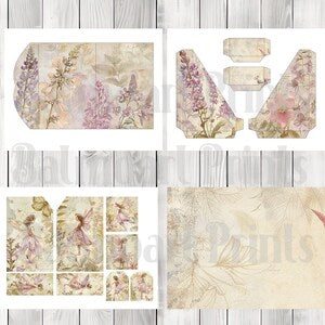 Vintage Garden Fairy Folio Kit - Journal Paper Set, Junk Journal Folio, Printable Journal, Scrapbook Paper, Woodland Animals, Floral