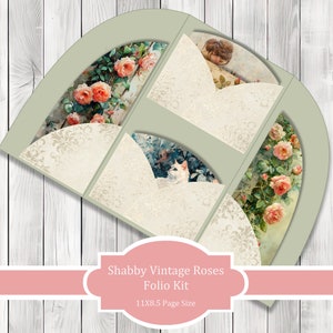Shabby Vintage Rose Folio Kit - Journal Paper Set, Junk Journal Pages, Junk Journal Folio, Printable Journal, Scrapbook Paper, Shabby Chic