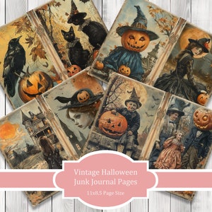 Vintage Halloween - Journal Paper Set, Junk Journal Pages, Flower Junk Journal Paper, Printable Journal, Scrapbook Paper, Digital Paper