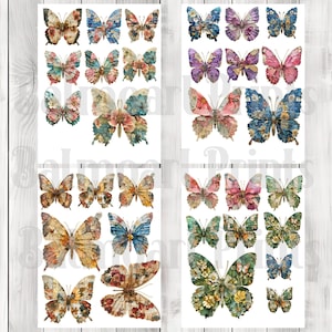 Paper Butterfly Fussy Cuts - Junk Journal , Printable Journal, Junk Journal Tags, Junk Journal Ephemera