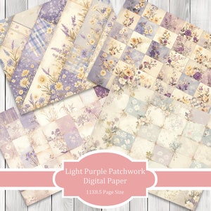 Light Purple Patchwork - Journal Paper Set, Junk Journal Pages, Junk Journal Paper, Printable Journal, Scrapbook Paper, Digital Paper