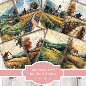 Countryside Farm - Journal Paper Set, Junk Journal Pages, Flower Junk Journal Paper, Printable Journal, Scrapbook Paper, Digital Paper