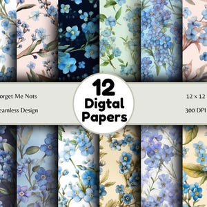 Forget Me Nots - Seamless Pattern - Digital Paper - Printable Journal, Scrapbook Paper, Seamless