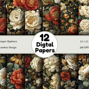 Baroque Opulence - Seamless Pattern - Digital Paper - Printable Journal, Scrapbook Paper, Seamless