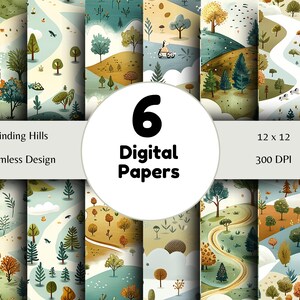 Winding Hills - Seamless Pattern - Digital Paper - Printable Journal, Scrapbook Paper, Seamless