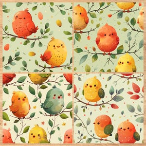 Springtime Birds - Seamless Pattern - Digital Paper - Printable Journal, Scrapbook Paper, Seamless