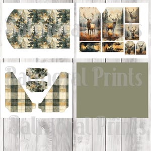 Majestic Stag Folio Kit - Journal Paper Set, Junk Journal Folio, Printable Journal, Scrapbook Paper, Woodland Animals, Forest