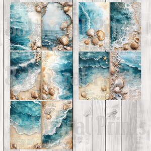 Coastal Memories Journal Paper Set, Junk Journal Pages, Beach Junk Journal Paper, Printable Journal, Scrapbook Paper, Digital Paper