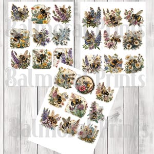 Vintage Bee Fussy Cuts - Junk Journal , Printable Journal, Junk Journal Tags, Junk Journal Ephemera, Scrapbooking