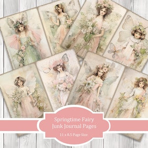 Springtime Fairy - Journal Paper Set, Junk Journal Pages, Flower, Journal Paper, Printable Journal, Scrapbook Paper, Digital Paper