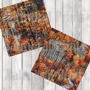 Embroidered Autumn Forest - Seamless Pattern - Digital Paper - Printable Journal, Scrapbook Paper, Seamless