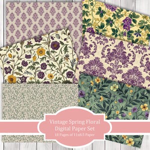 Vintage Spring Floral - Journal Paper Set, Junk Journal Pages, Junk Journal Paper, Printable Journal, Scrapbook Paper, Digital Paper