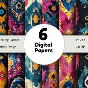 Ikat Weaving Pattern - Seamless Pattern - Digital Paper - Printable Journal, Scrapbook Paper, Seamless