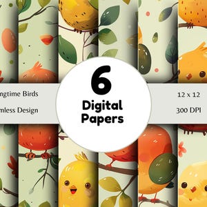 Springtime Birds - Seamless Pattern - Digital Paper - Printable Journal, Scrapbook Paper, Seamless
