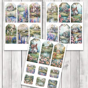 English Cottage Tags - Junk Journal Tags - Ephemera Labels - Junk Journal Images Clip Art - Fussy Cut - Scrapbooking - Instant Download