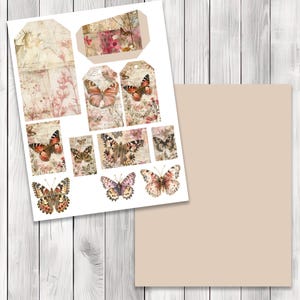 Painted Lady Butterfly Loaded Tag Kit - Loaded Tags | Ephemera Labels | Paper Craft | Junk Journal Images Clip Art | Fussy Cut