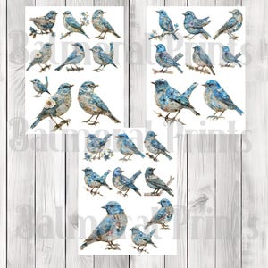 Blue Paper Bird Fussy Cuts - Junk Journal , Printable Journal, Junk Journal Tags, Junk Journal Ephemera