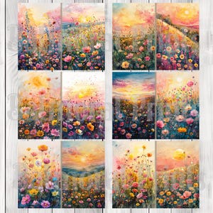 Wildflowers at Sunset - Junk Journal Kit, Journal Pages, Papers, Ephemera, Tags, Printable, Scrapbook Kit, Digital Download