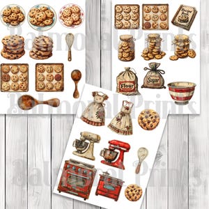 Baking Cookies - Vintage Fussy Cuts - Junk Journal , Printable Journal, Junk Journal Tags, Junk Journal Ephemera