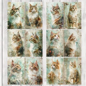 Vintage Cats - Junk Journal Kit, Journal Pages, Papers, Ephemera, Tags, Printable, Scrapbook Kit, Digital Download