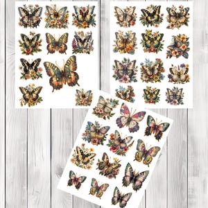 Vintage Butterfly Fussy Cuts - Junk Journal , Printable Journal, Junk Journal Tags, Junk Journal Ephemera