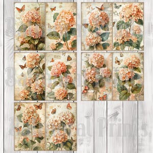 Hydrangea Bouquet - Journal Paper Set, Junk Journal Pages, Flower, Journal Paper, Printable Journal, Scrapbook Paper, Digital Paper