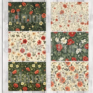 Vintage Poppies - Journal Paper Set, Junk Journal Pages, Junk Journal Paper, Printable Journal, Scrapbook Paper, Digital Paper