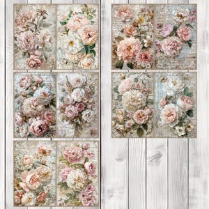 Elegant Bouquet - Junk Journal Pages, Journal Paper Set, Flower, Journal Paper, Printable Journal, Scrapbook Paper, Digital Paper