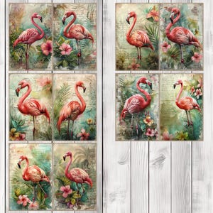 Flamingo - Junk Journal Pages, Journal Paper Set, Bird Junk Journal Paper, Printable Journal, Scrapbook Paper, Digital Paper