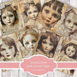 Haunted Doll - Junk Journal Pages, Journal Paper Set, Bird Junk Journal Paper, Printable Journal, Scrapbook Paper, Digital Paper