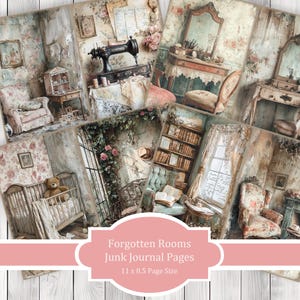 Forgotten Rooms - Journal Paper Set, Junk Journal Pages, Flower Junk Journal Paper, Printable Journal, Scrapbook Paper, Digital Paper