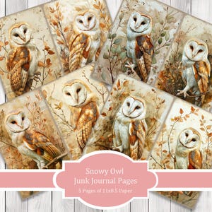 Snowy Owl - Junk Journal Pages, Journal Paper Set, Bird Junk Journal Paper, Printable Journal, Scrapbook Paper, Digital Paper