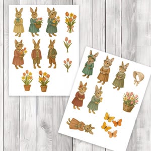 Bonnet Bunny Fussy Cuts - Junk Journal , Printable Journal, Junk Journal Tags, Junk Journal Ephemera