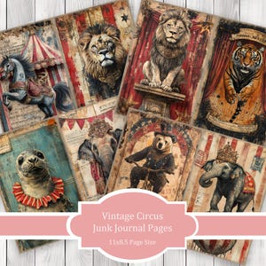 Vintage Circus - Journal Paper Set, Junk Journal Pages, Flower Junk Journal Paper, Printable Journal, Scrapbook Paper, Digital Paper