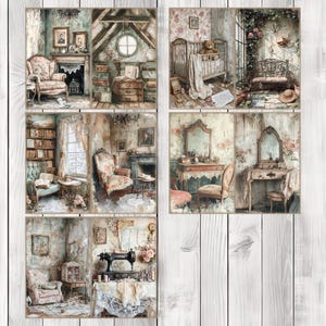 Forgotten Rooms - Journal Paper Set, Junk Journal Pages, Flower Junk Journal Paper, Printable Journal, Scrapbook Paper, Digital Paper