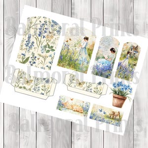 Bluebell Garden Loaded Tag Kit - Botanical - Loaded Tags | Ephemera Labels | Paper Craft | Junk Journal Images Clip Art | Fussy Cut