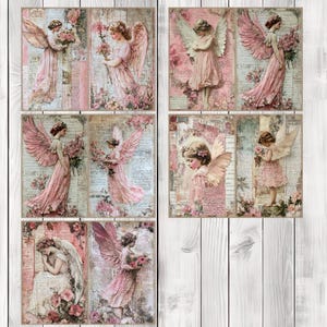 Decoupage Angel (Pink) - Journal Paper Set, Junk Journal Pages, Junk Journal Paper, Printable Journal, Scrapbook Paper, Digital Paper