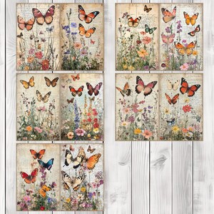 Decoupage Butterfly - Junk Journal Pages, Journal Paper Set, Bird Junk Journal Paper, Printable Journal, Scrapbook Paper, Digital Paper