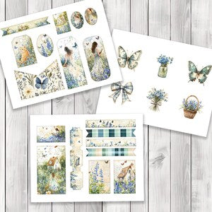 Bluebell Garden Overloaded Tag Kit - Botanical - Loaded Tags | Ephemera Labels | Paper Craft | Junk Journal Images Clip Art | Fussy Cut