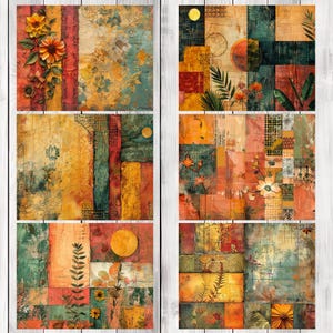 Earthy Boho Collage - Journal Paper Set, Junk Journal Pages, Junk Journal Paper, Printable Journal, Scrapbook Paper, Digital Paper