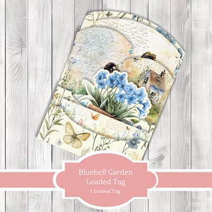 Bluebell Garden Loaded Tag Kit - Botanical - Loaded Tags | Ephemera Labels | Paper Craft | Junk Journal Images Clip Art | Fussy Cut
