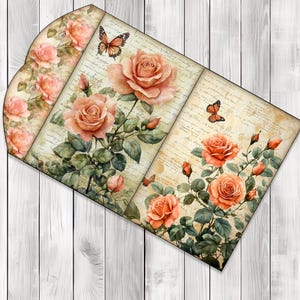 Rose Garden Folio Kit - Journal Paper Set, Junk Journal Folio, Printable Journal, Scrapbook Paper, Christmas Folio