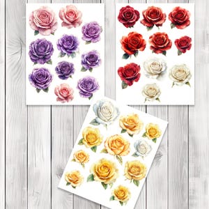 Rose Bloom Fussy Cuts - Junk Journal , Printable Journal, Junk Journal Tags, Junk Journal Ephemera