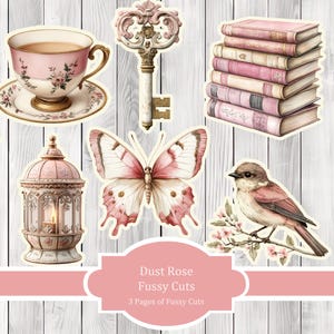 Dusty Rose Fussy Cuts - Junk Journal , Printable Journal, Junk Journal Tags, Junk Journal Ephemera
